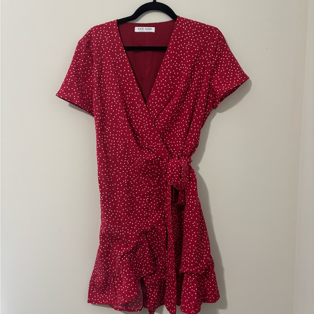JustFab Red Mini Dress with White Dots